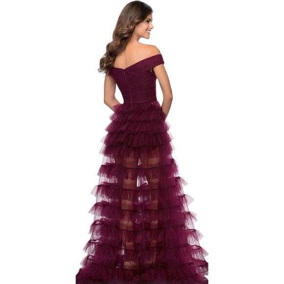 LA FEMME PROM 28804 Ruffled Formal Dress in Dark Berry NWT Size 4 - Picture 4 of 10